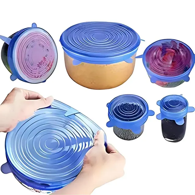 Reusable Silicone Food Covers – 6-Piece Stretch Lids for Bowls, Containers & Fruits
