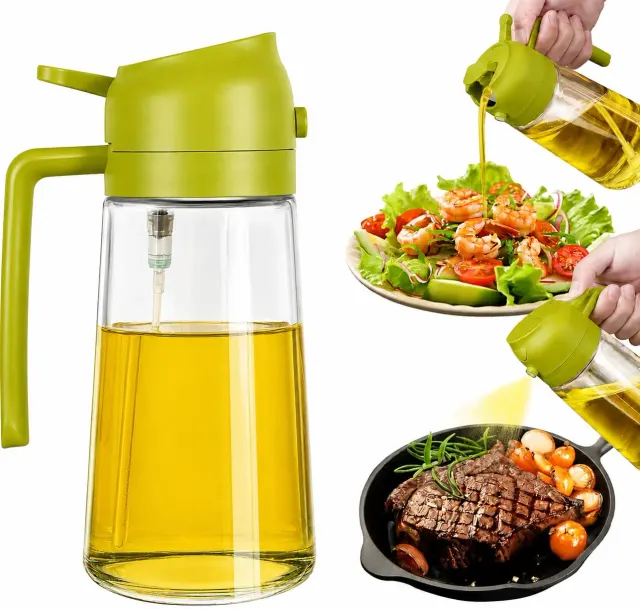 Oil Spray Bottle 500ml – Fine Mist Glass Dispenser for Cooking
