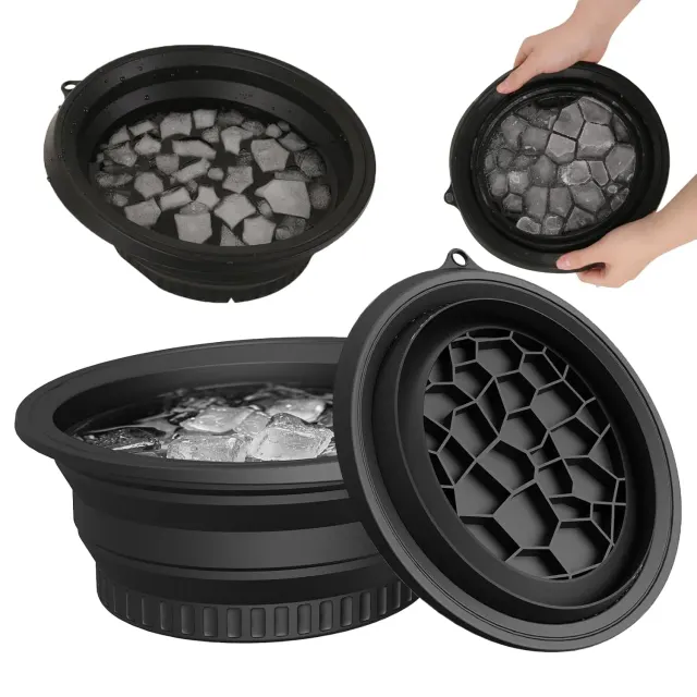 2-in-1 Collapsible Facial Ice Bowl with Built-In Ice Tray – Reusable Silicone Face Ice Bath for Cooling & Depuffing