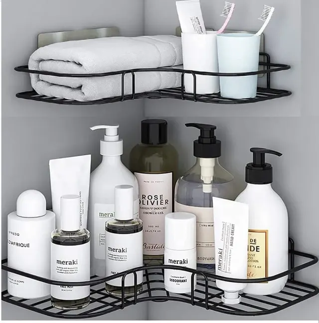 Wall Mounted Corner Storage Basket – Multipurpose Bathroom & Kitchen Organizer Shelf