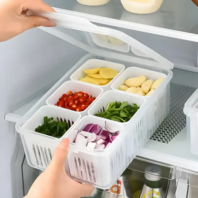 Fridge Storage Container–Transparent Plastic Boxes for Fresh Food, Vegetables, and Fruits - Set of 6