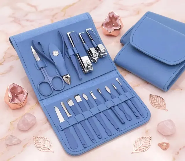 16 IN 1 Stainless Steel Professional Manicure Set Nail Cutter For Women Nail Scissors Luxury Grooming Kit Manicure Pedicure Kit