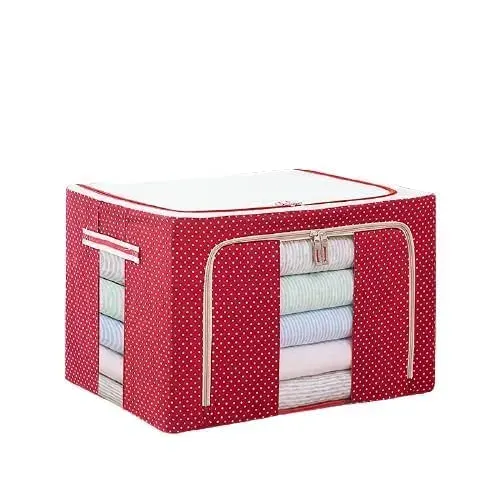 Foldable Storage Organizer Box with Transparent Window – Large Capacity Clothes, Blanket & Household Storage Bag with Handles