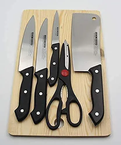 Premium Kitchen Knife Set with Wooden Chopping Board & Scissors – Multi-Purpose Stainless Steel Cutting & Chopping Set