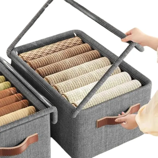 Large Foldable Storage Organizer with Handles – Fabric Clothes & Blanket Storage Box for Wardrobe, Shelf & Home