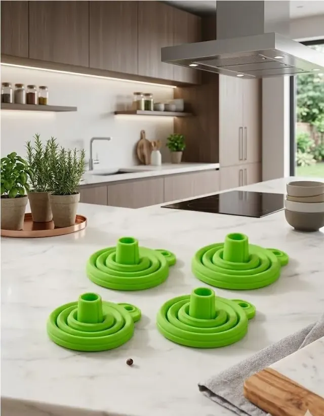 Collapsible Silicone Funnel – Foldable Space-Saving Funnel for Kitchen, Oil, Liquids, Bottles & Containers