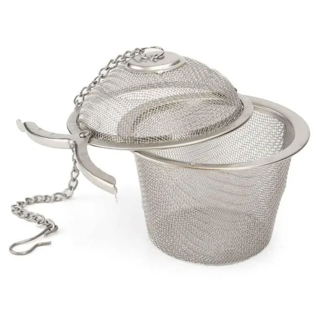 Stainless Steel Tea Infuser with Chain | Reusable Basket-Shaped Loose Leaf Tea Strainer