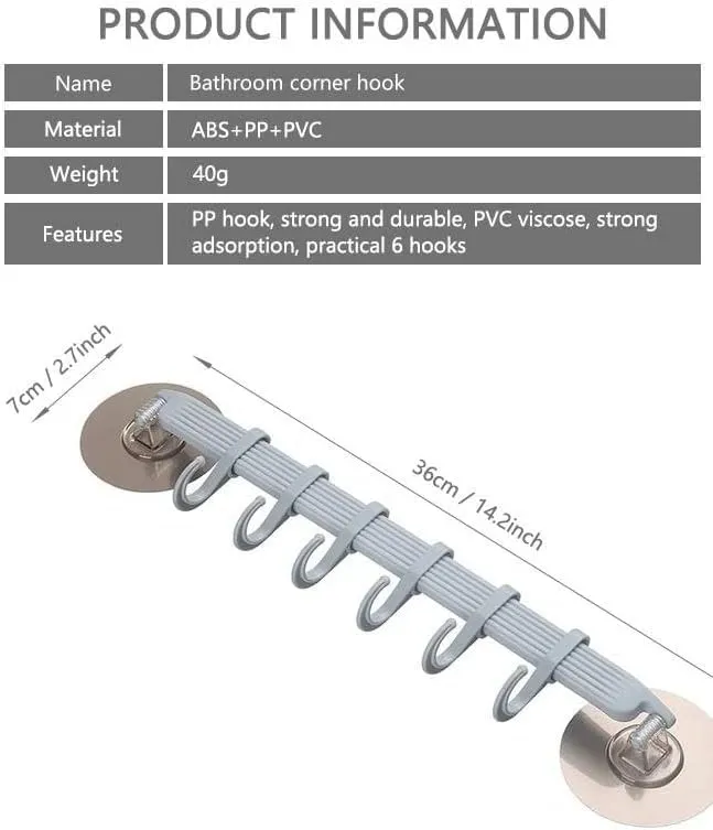 Suction Cup Multi-Hook Wall Organizer – No-Drill Hanging Rack for Bathroom, Kitchen, Towels, Cleaning Tools & Accessories — view 3