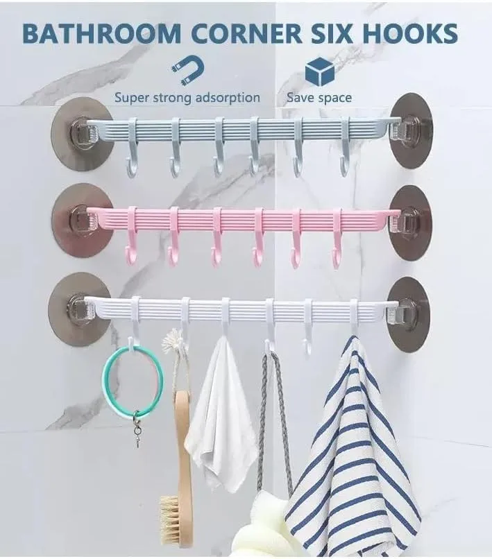 Suction Cup Multi-Hook Wall Organizer – No-Drill Hanging Rack for Bathroom, Kitchen, Towels, Cleaning Tools & Accessories — view 4