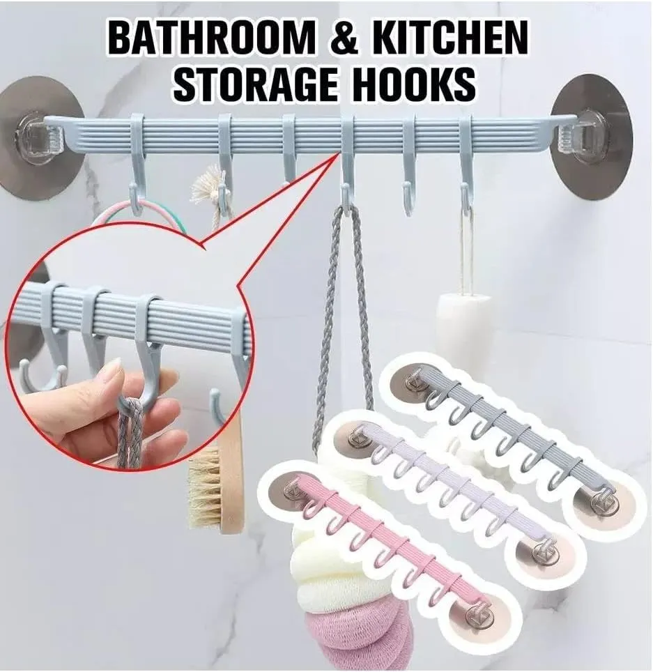 Suction Cup Multi-Hook Wall Organizer – No-Drill Hanging Rack for Bathroom, Kitchen, Towels, Cleaning Tools & Accessories — view 8