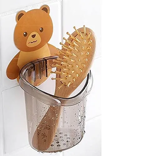 Teddy Bear Wall-Mounted Self-Adhesive Multipurpose Holder – 3-Piece Set for Toothbrush, Bathroom & Small Accessories — view 8