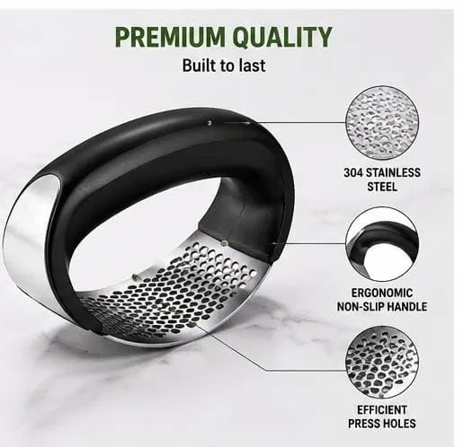 Stainless Steel Garlic Press Rocker – Manual Garlic Crusher & Mincer with Ergonomic Non-Slip Handle — view 2