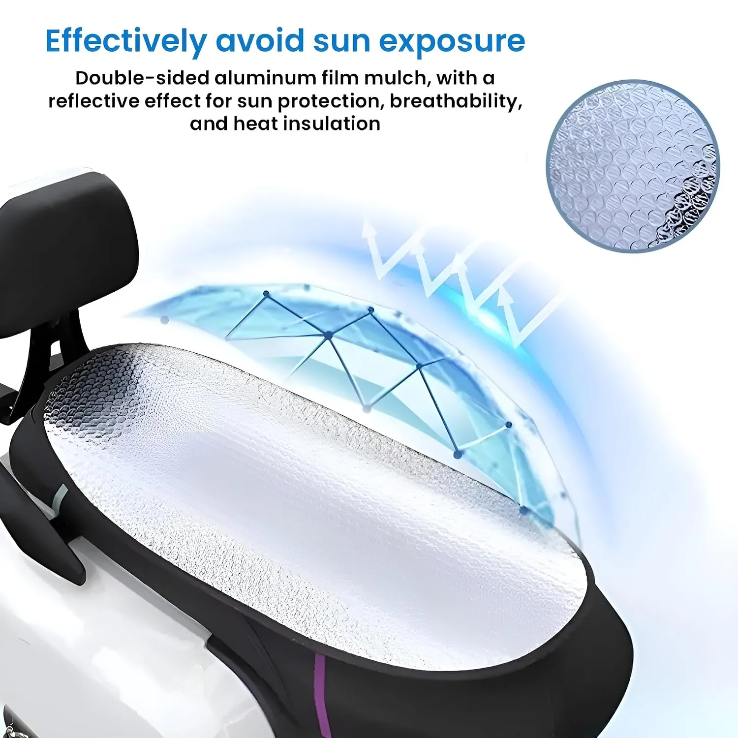 Universal Motorcycle & Scooter Seat Cover – Heat Reflective Aluminum Foil Sun Protection Mat | Water-Resistant Saddle Cover — view 6