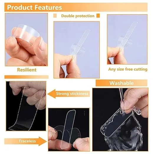 Waterproof Double-Sided Reusable Adhesive Tape – Transparent Washable Mounting Sticker for Home, Kitchen & Bathroom — view 4