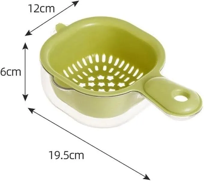 2-in-1 Double-Layer Kitchen Draining Basket with Handle – Fruit & Vegetable Washer, Rice Washing Bowl & Food Strainer — view 2