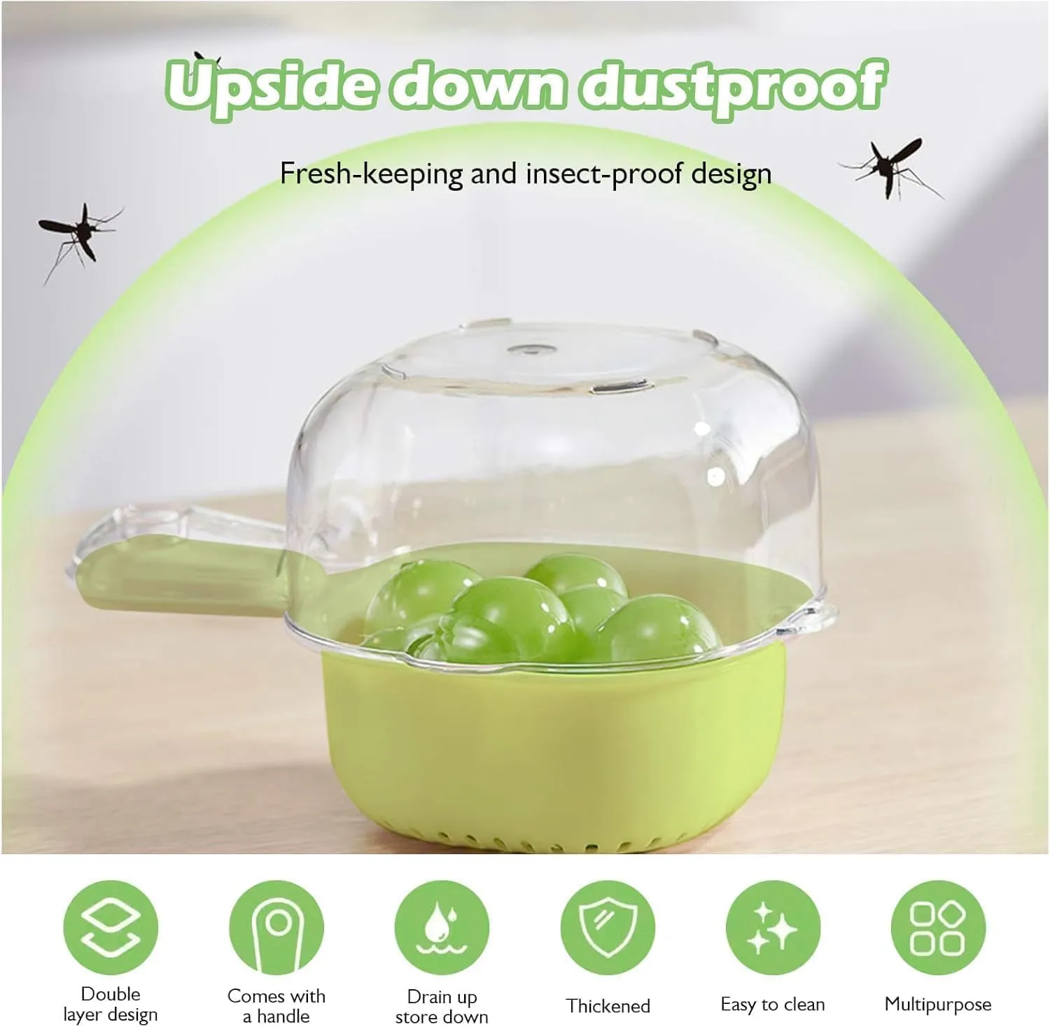 2-in-1 Double-Layer Kitchen Draining Basket with Handle – Fruit & Vegetable Washer, Rice Washing Bowl & Food Strainer — view 5
