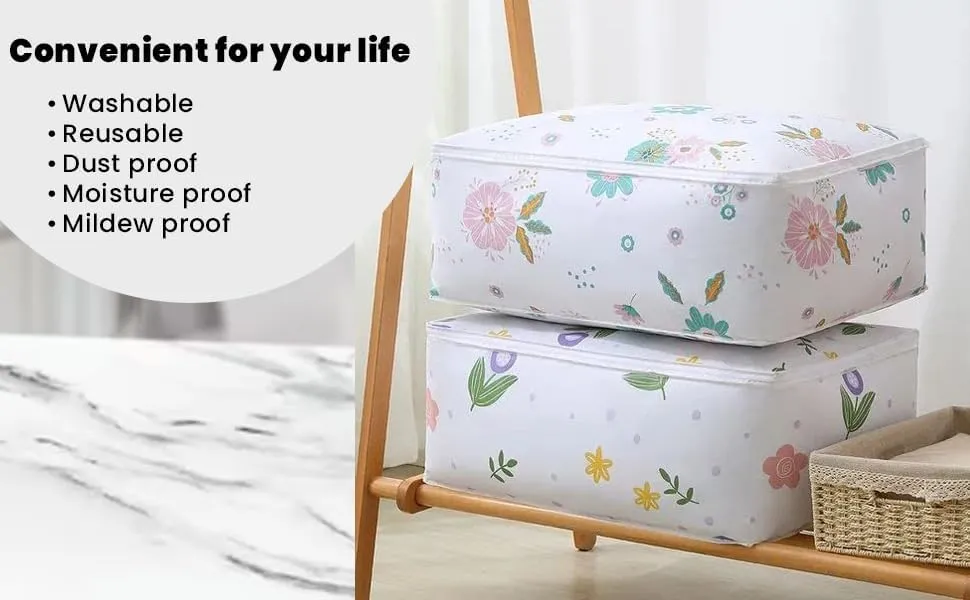 Large Blanket Storage Bag 58×40×22 cm – Foldable Clothes & Bedding Organizer | Dust, Moisture & Water-Resistant Storage Box Bag — view 3