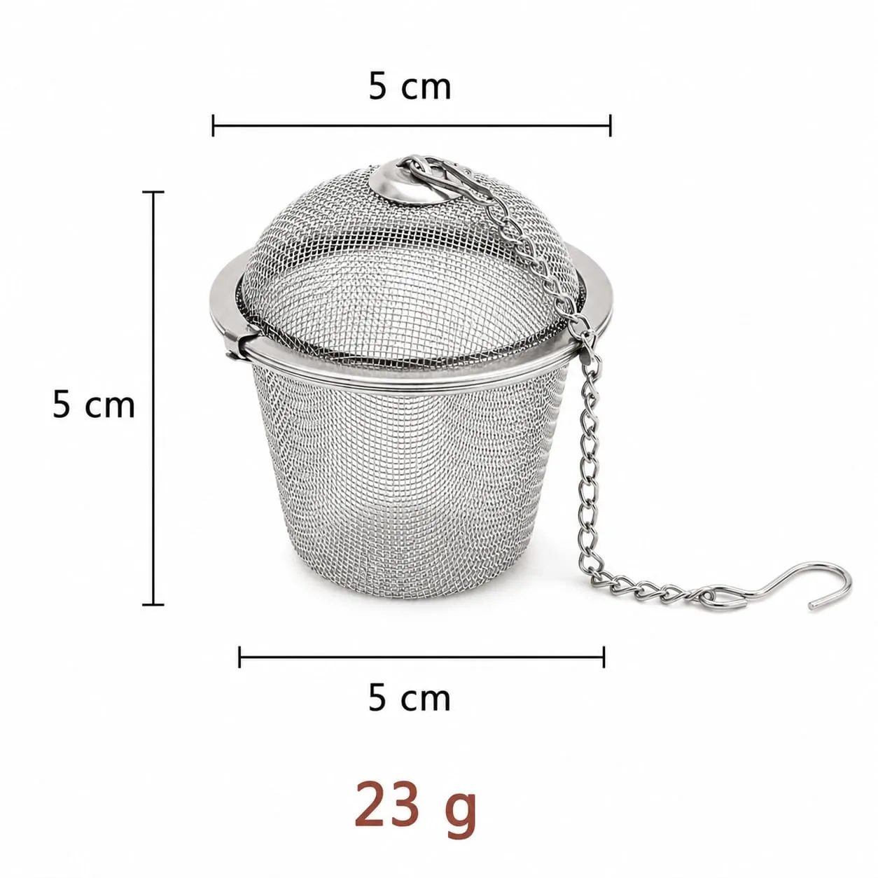 Stainless Steel Tea Infuser with Chain | Reusable Basket-Shaped Loose Leaf Tea Strainer — view 2